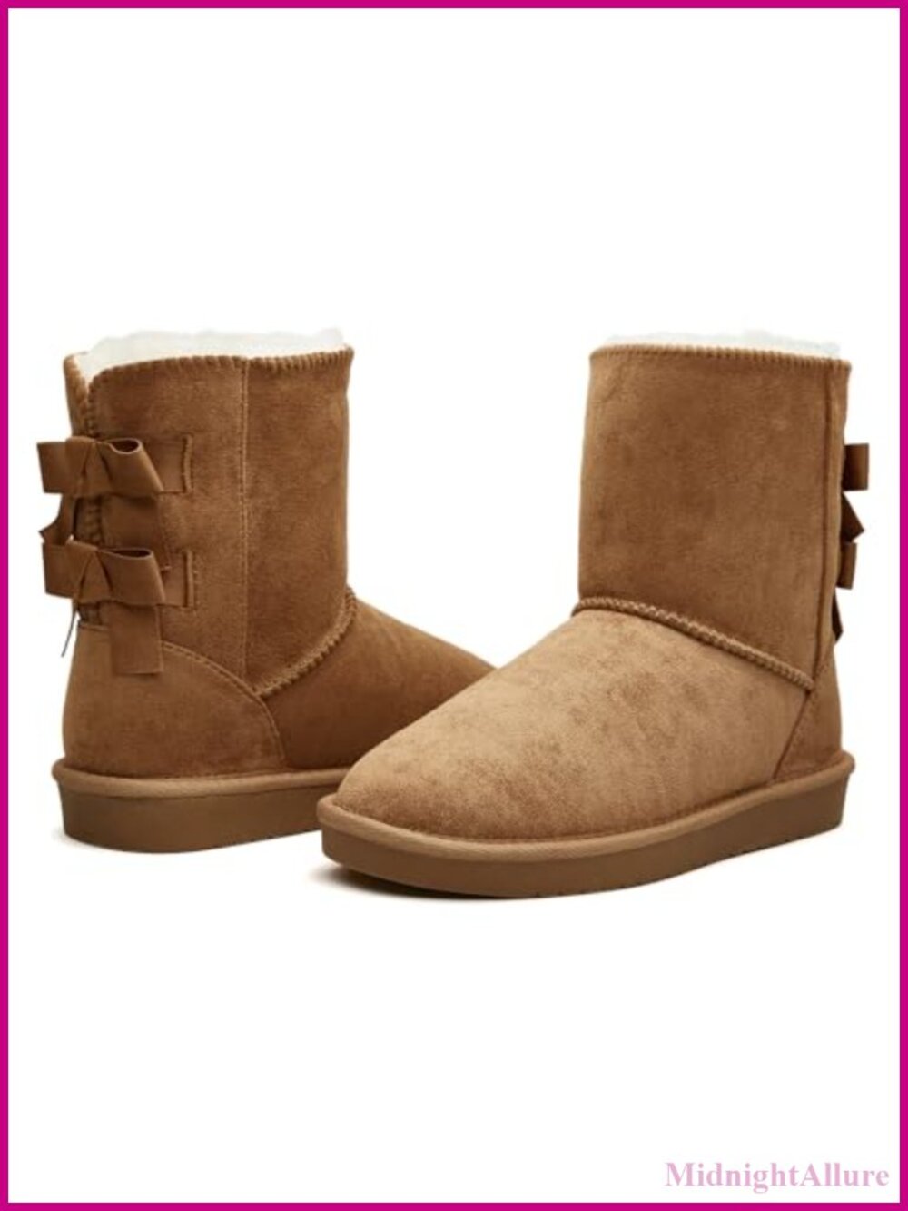 Women's Mid-Calf Faux Suede Winter Snow Boots Slip-On